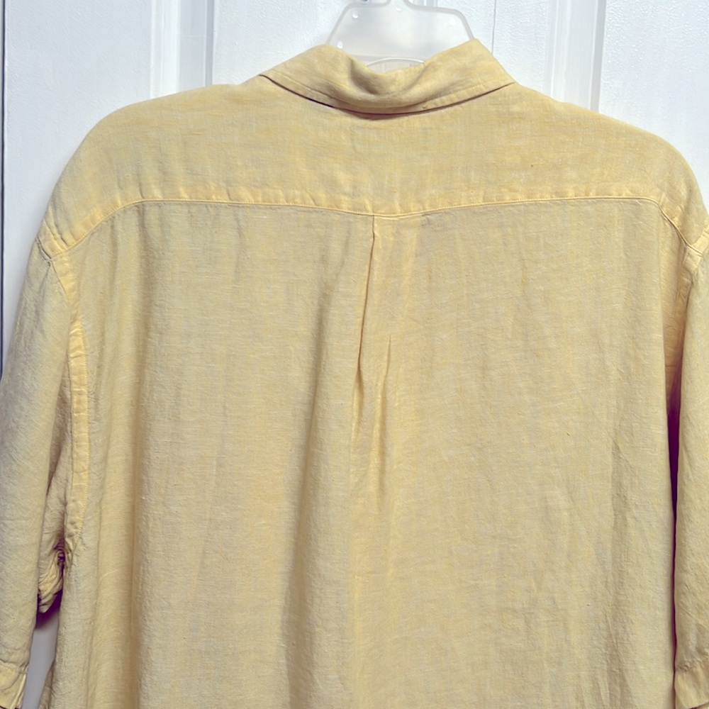 Roundtree & Yorke Yellow Short Sleeve Pocket Linen Mens Shirt Size XL - Picture 7 of 8